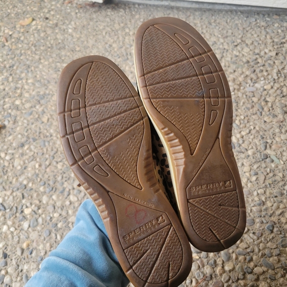 Sperry Black and Cheetah Print Top-Siders with Gold Laces - Picture 11 of 11